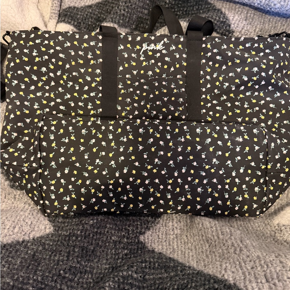 PINK Black Floral Bag